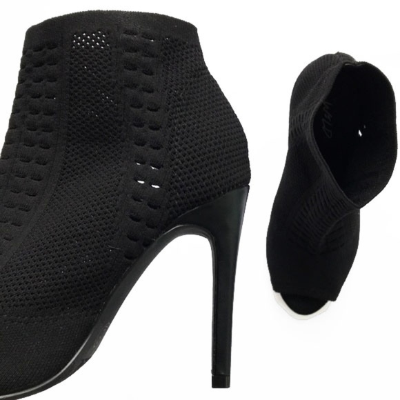 Wild Pair Drama Knit Peep Toe Sock Booties - Picture 3 of 8